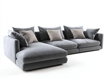 Ecksofa Stoff 280x170x85 cm - Grau - für Wohnzimmer - modernes Design-Roomoli