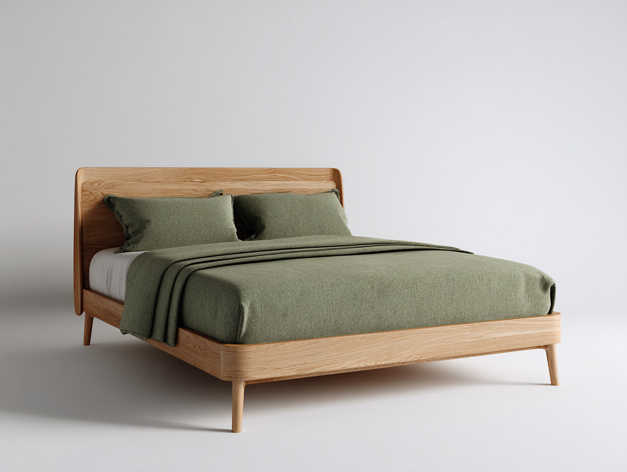 Doppelbett Massivholz 200x160x95 cm - Natur - Schlafzimmer - Modernes Design-Roomoli