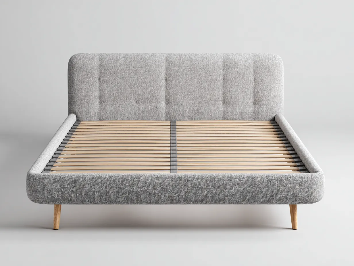 Doppelbett Stoffbezug 200x160x100 cm - Grau - Schlafzimmer - Gepolstertes Kopfteil-Roomoli