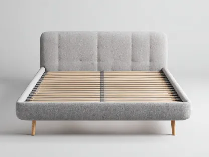 Doppelbett Stoffbezug 200x160x100 cm - Grau - Schlafzimmer - Gepolstertes Kopfteil-Roomoli