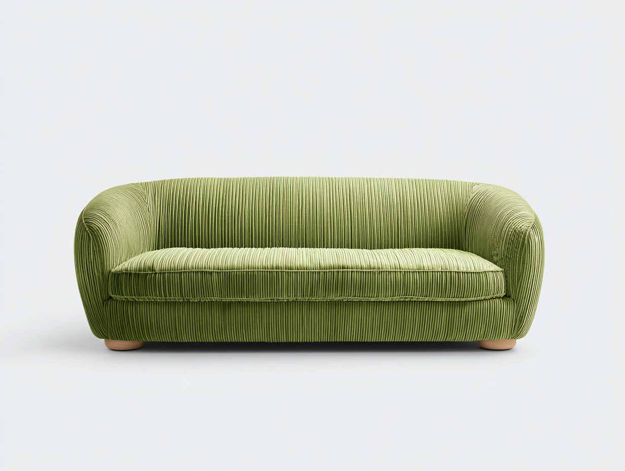 Dreisitzer Sofa Cordstoff 210x95x72 cm - Grün - für Wohnzimmer - modernes Design-Roomoli