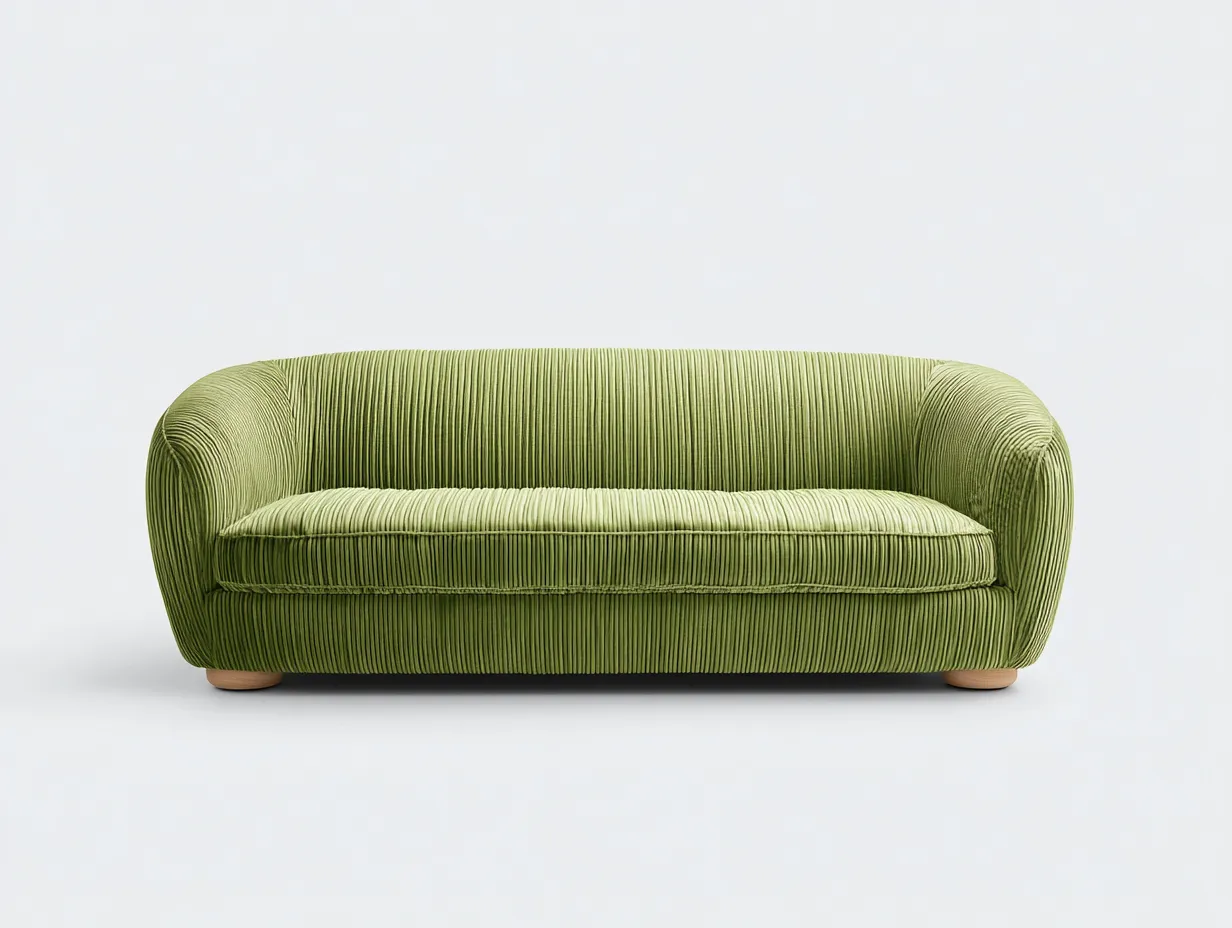 Dreisitzer Sofa Cordstoff 210x95x72 cm - Grün - für Wohnzimmer - modernes Design-Roomoli