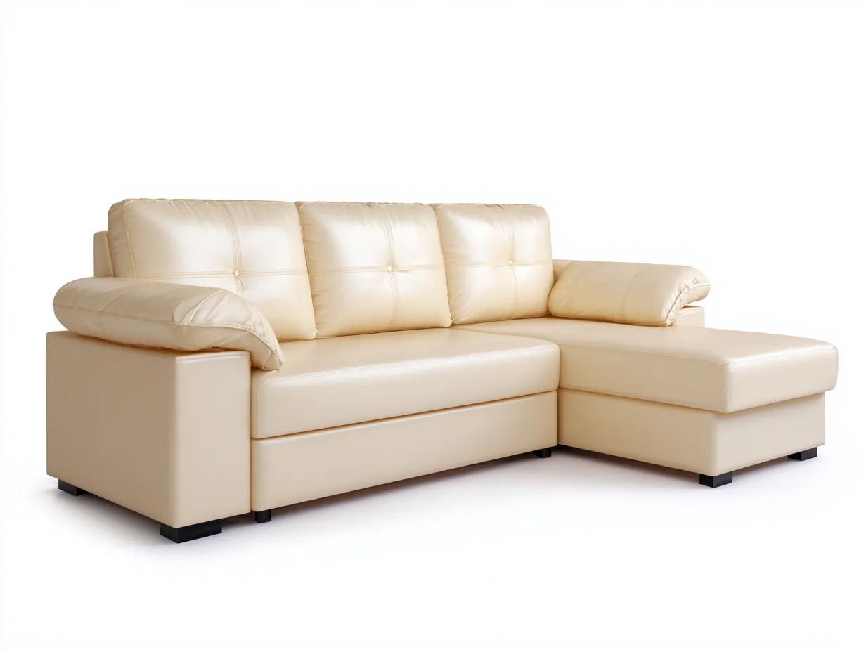 Ecksofa Kunstleder 260x170x85 cm - Creme - für Wohnzimmer - modernes Design-Roomoli