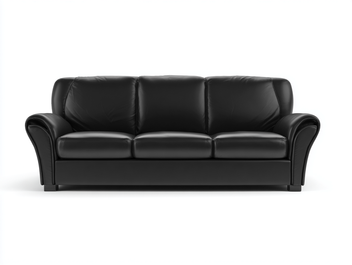 3-Sitzer Sofa Echtleder 215x95x85cm - schwarz - für Wohnzimmer - klassisches Design-Roomoli