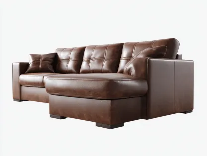 Ecksofa Echtleder 285x170x82cm - braun - für Wohnzimmer - modernes Design-Roomoli