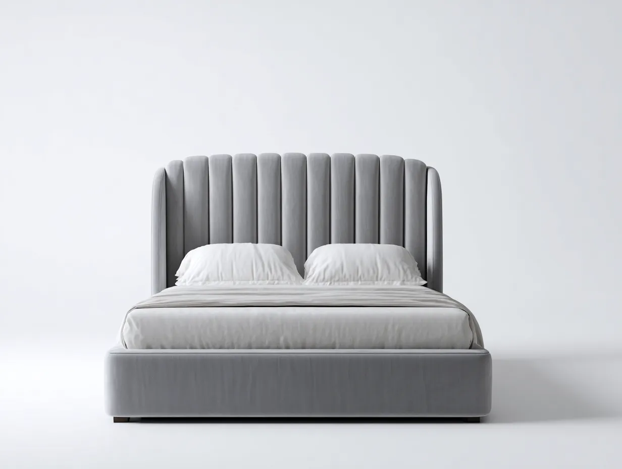 Doppelbett Stoff 200x160x120cm - grau - für Schlafzimmer - gepolstertes Kopfteil-Roomoli