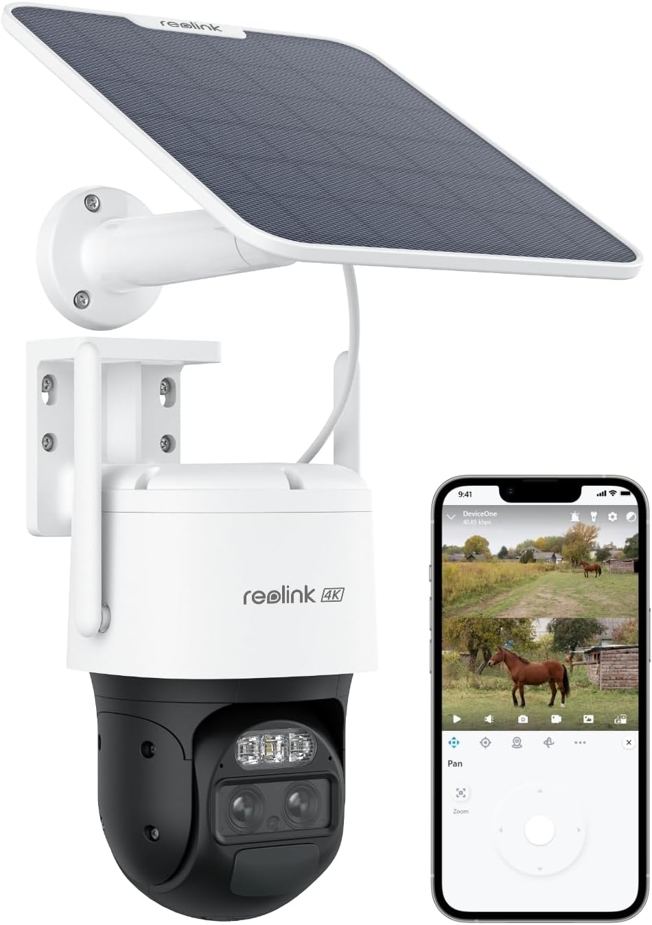 Reolink 3G 4G LTE PTZ Solar Überwachungskamera mit SIM - Karte, Auto - Tracking und Auto - Zoom, Dual - Lens, Akku Kamera Outdoor mit 30m Farbnachtsicht, 4K 8MP, KI - Erkennung, TrackMix LTE6W Solarpanel-Roomoli