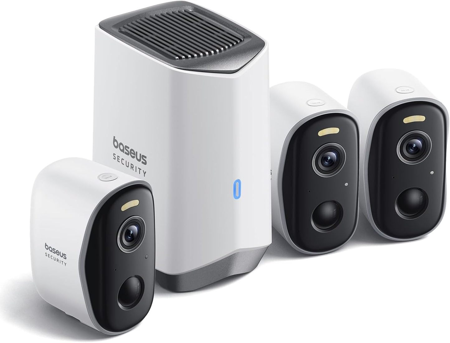 Baseus Security Überwachungskamera Aussen Kabellos 16TB Erweiterbarer Speicher, 210Tage Akku, IP67 Wetterfest, Nachtsicht, Kamera Überwachung WLAN mit 2K HD, 145 Grad, 16GB Lokal Speicher - N1 3 - Cam Kit-Roomoli