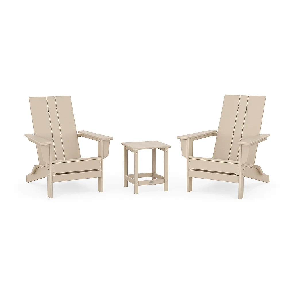 Set conversazione compatto con 2 Sedie Adirondack e Tavolino in Legno Beige-Mobiliara