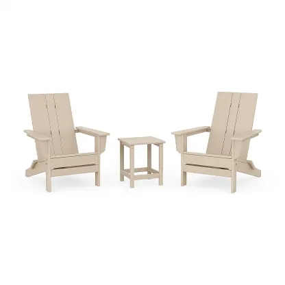 Set conversazione compatto con 2 Sedie Adirondack e Tavolino in Legno Beige-Mobiliara