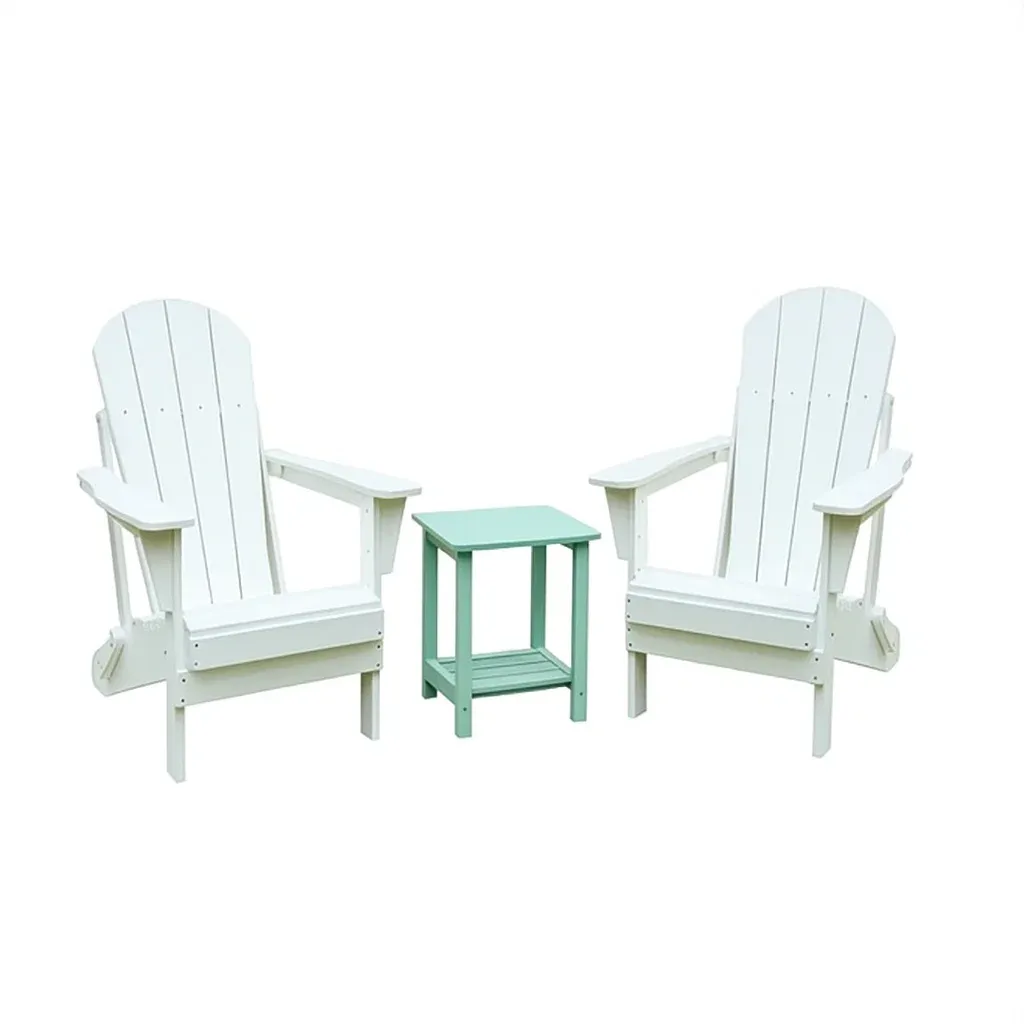 Set conversazione compatto con sedie Adirondack bianche e tavolino verde in Polywood-Mobiliara