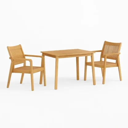 Set bistrot da terrazza con Tavolo e Sedie in Legno 3 Pezzi-Mobiliara
