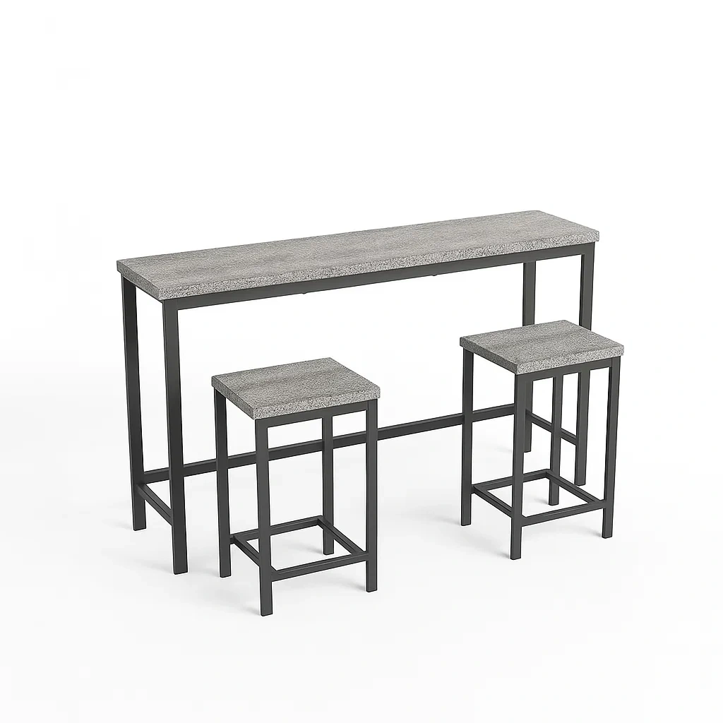 Set bar con Tavolo e Sgabelli in MDF e Metallo Antracite-Mobiliara