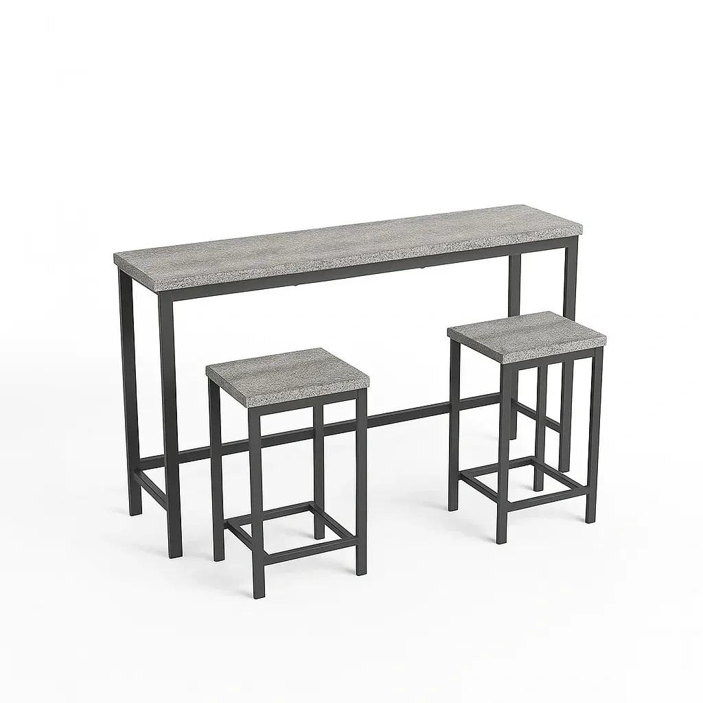 Set bar con Tavolo e Sgabelli in MDF e Metallo Antracite-Mobiliara