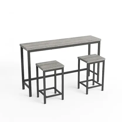 Set bar con Tavolo e Sgabelli in MDF e Metallo Antracite-Mobiliara