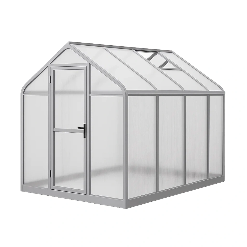 Serra da giardino in Policarbonato Trasparente e Alluminio 250×185×195 cm-Mobiliara