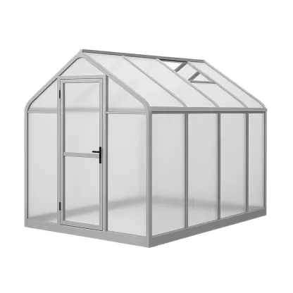 Serra da giardino in Policarbonato Trasparente e Alluminio 250×185×195 cm-Mobiliara