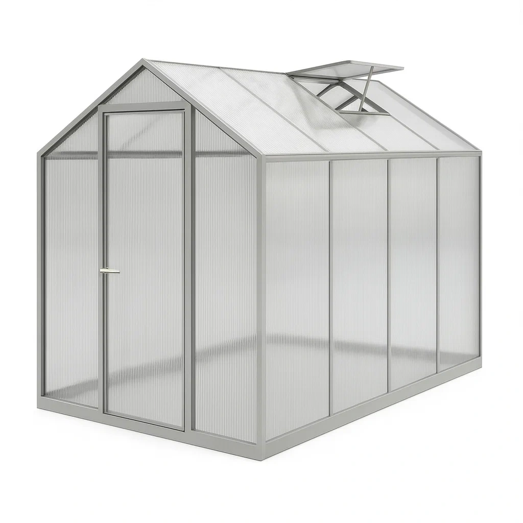 Serra da giardino in Policarbonato con Telaio in Alluminio 190×190×195 cm Grigio-Mobiliara