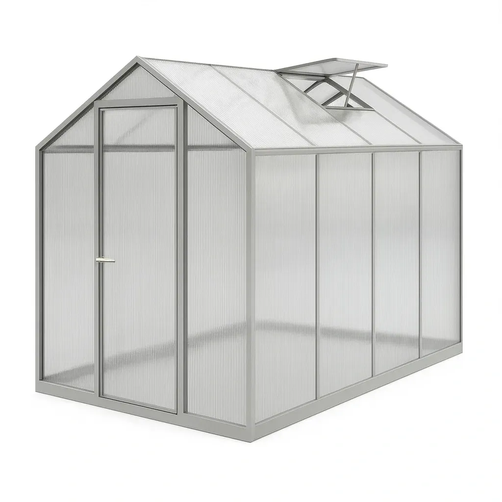 Serra da giardino in Policarbonato con Telaio in Alluminio 190×190×195 cm Grigio-Mobiliara