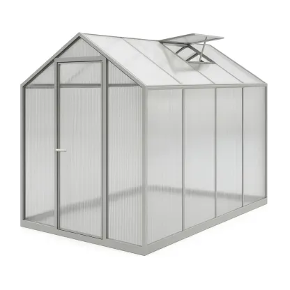 Serra da giardino in Policarbonato con Telaio in Alluminio 190×190×195 cm Grigio-Mobiliara