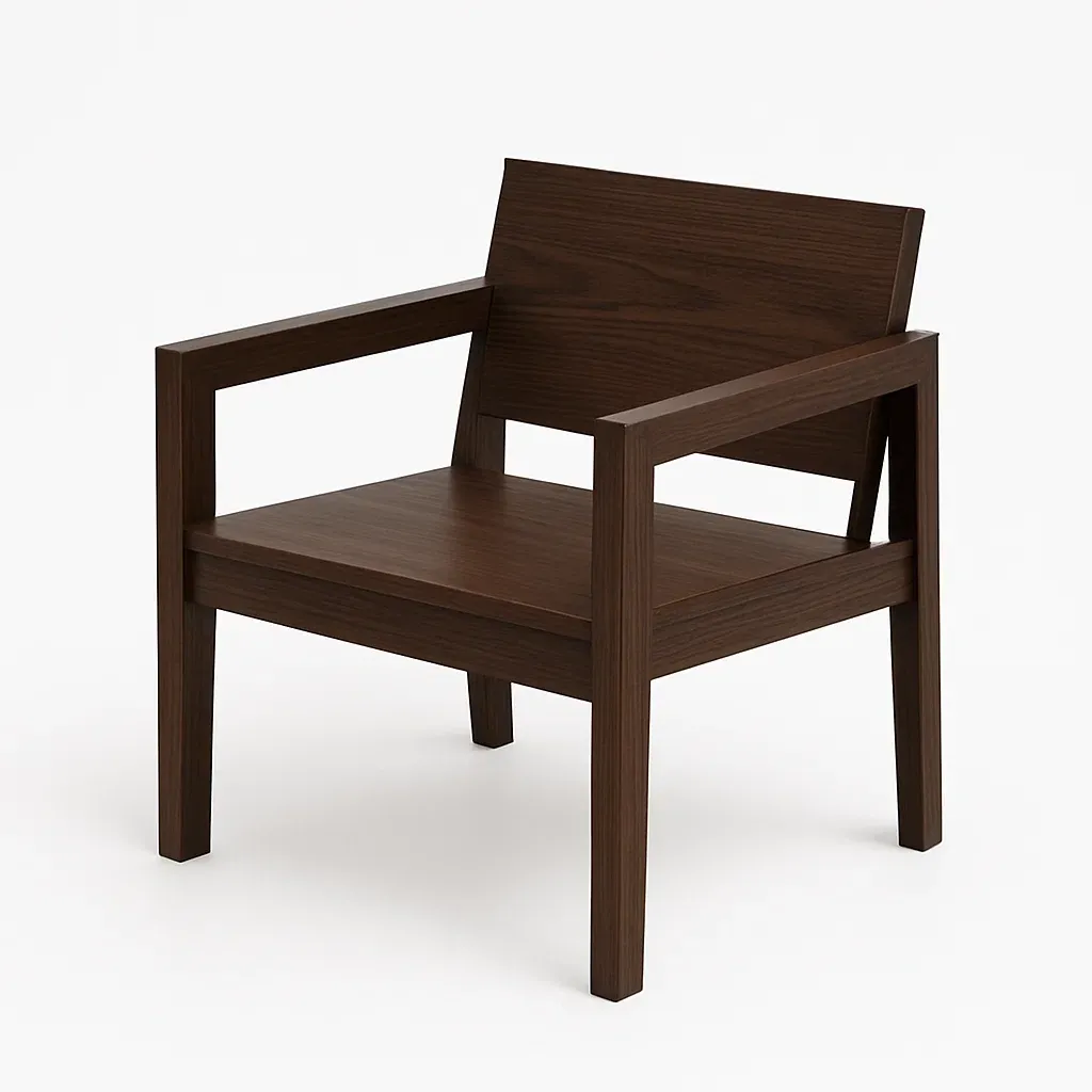 Sedia con braccioli in Legno Massello Marrone Scuro-Mobiliara