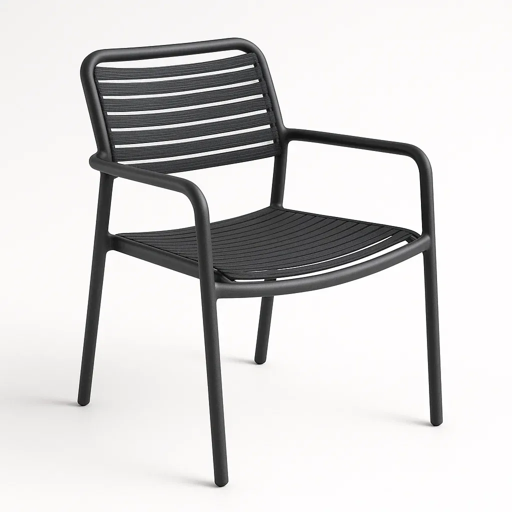 Sedia con braccioli in Polipropilene Nero per Esterni-Mobiliara