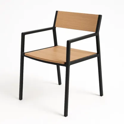 Sedia con braccioli in Legno e Acciaio 55×52×78 cm-Mobiliara