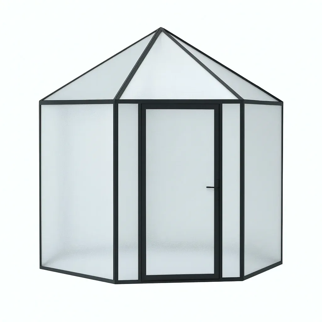 Serra da giardino Esagonale in Vetro Temperato con Cornice in Alluminio Nero 200×175×250 cm-Mobiliara