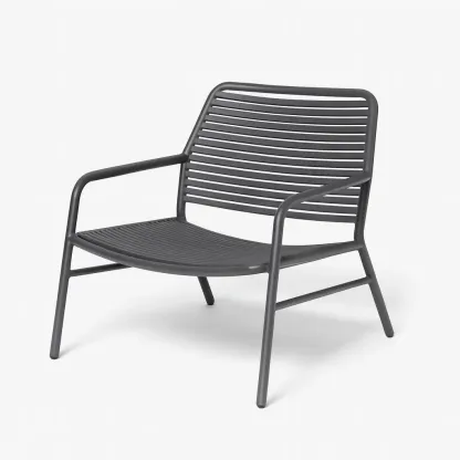 Sedia con braccioli Lounge in Metallo Verniciato Grigio Scuro-Mobiliara