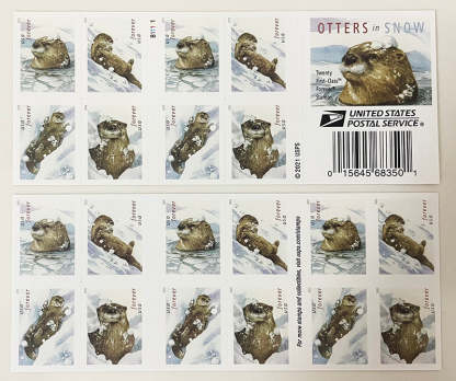 Otters in Snow Forever First Class Postage Stamps image 0