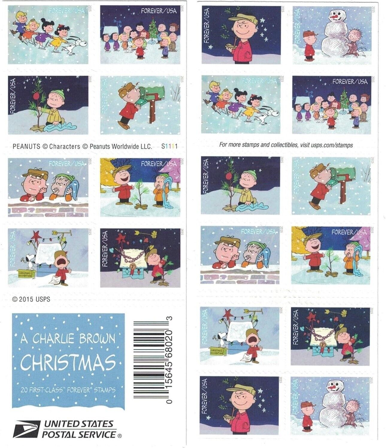A Charlie Brown Christmas Forever First Class Postage Stamps-ForeverStamps