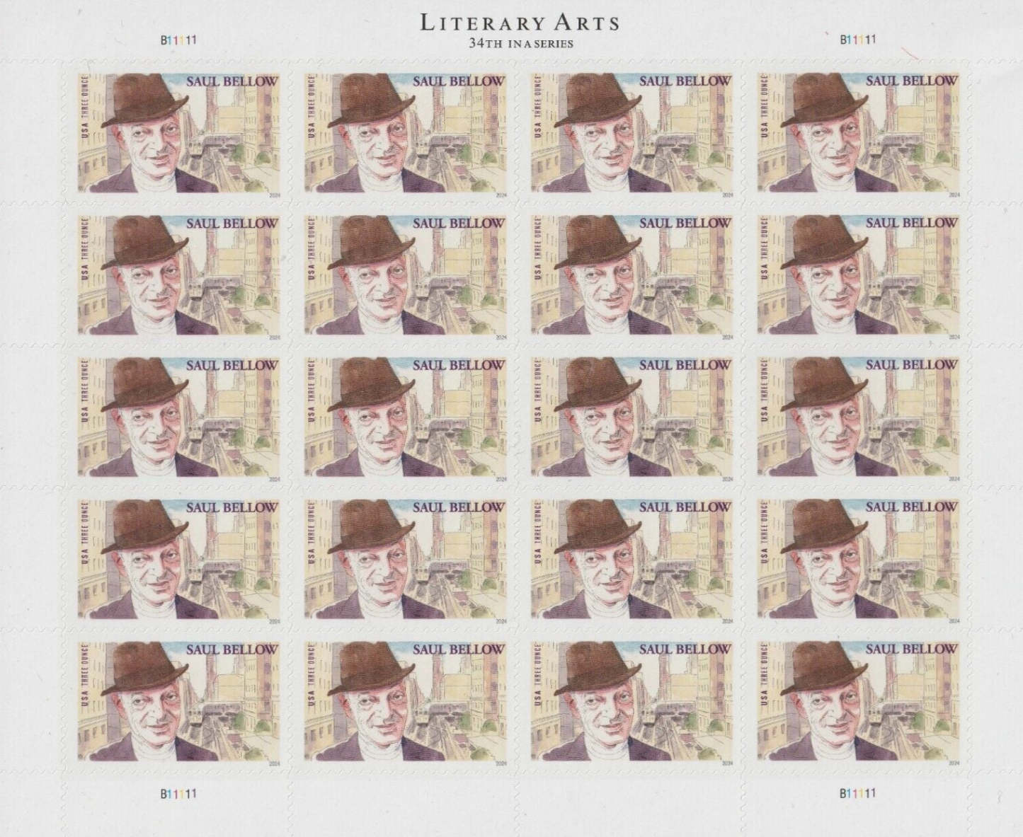 Literary Arts Saul Bellow Three Ounce Forever First Class Postage Stamps Fit CD image 0