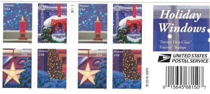 USPS Holiday Windows Forever First Class Postage Stamps-ForeverStamps