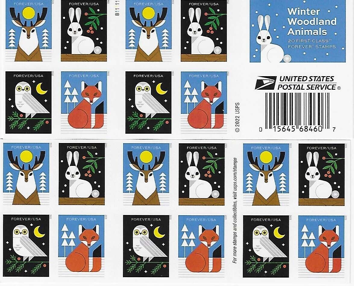 Winter Woodland Animals Forever First Class Postage Stamps-ForeverStamps