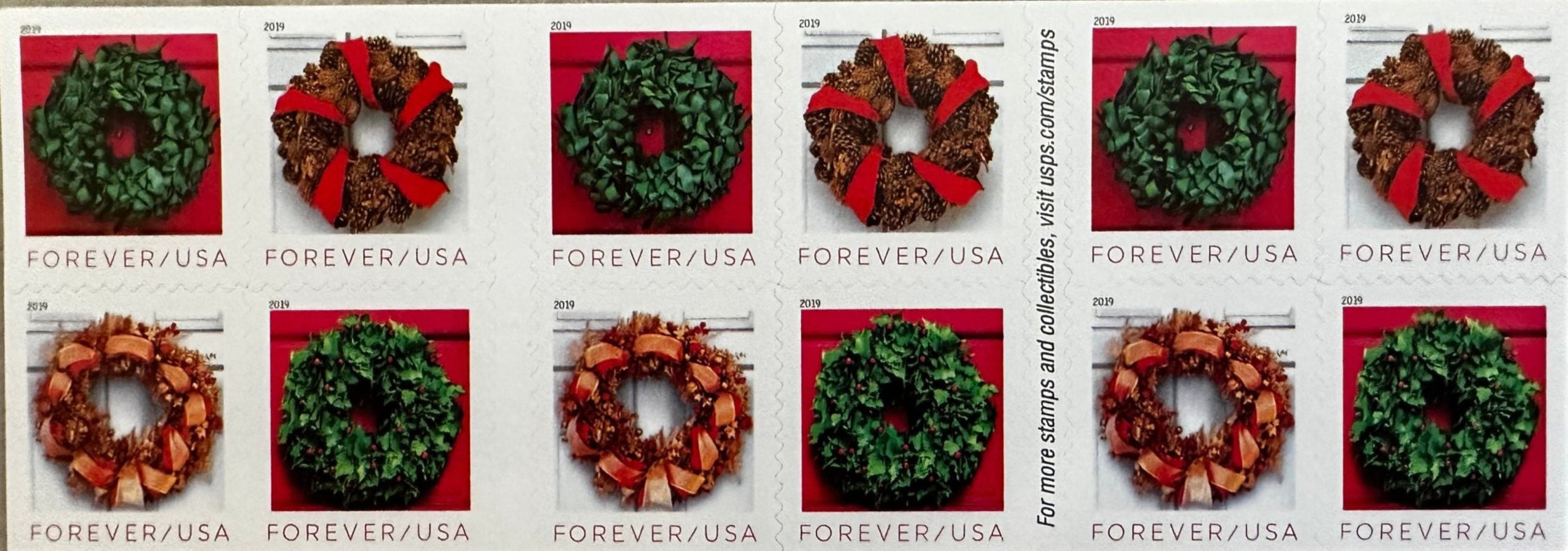 USPS Holiday Wreath Forever First Class Postage Stamps-ForeverStamps