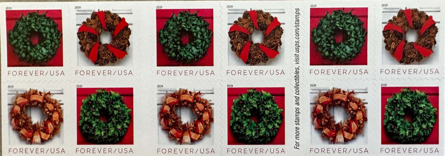 USPS Holiday Wreath Forever First Class Postage Stamps-ForeverStamps