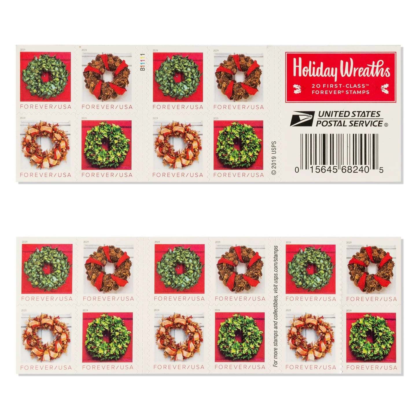 USPS Holiday Wreath Forever First Class Postage Stamps-ForeverStamps