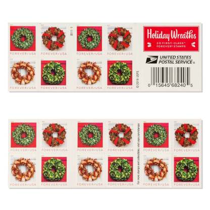 USPS Holiday Wreath Forever First Class Postage Stamps-ForeverStamps