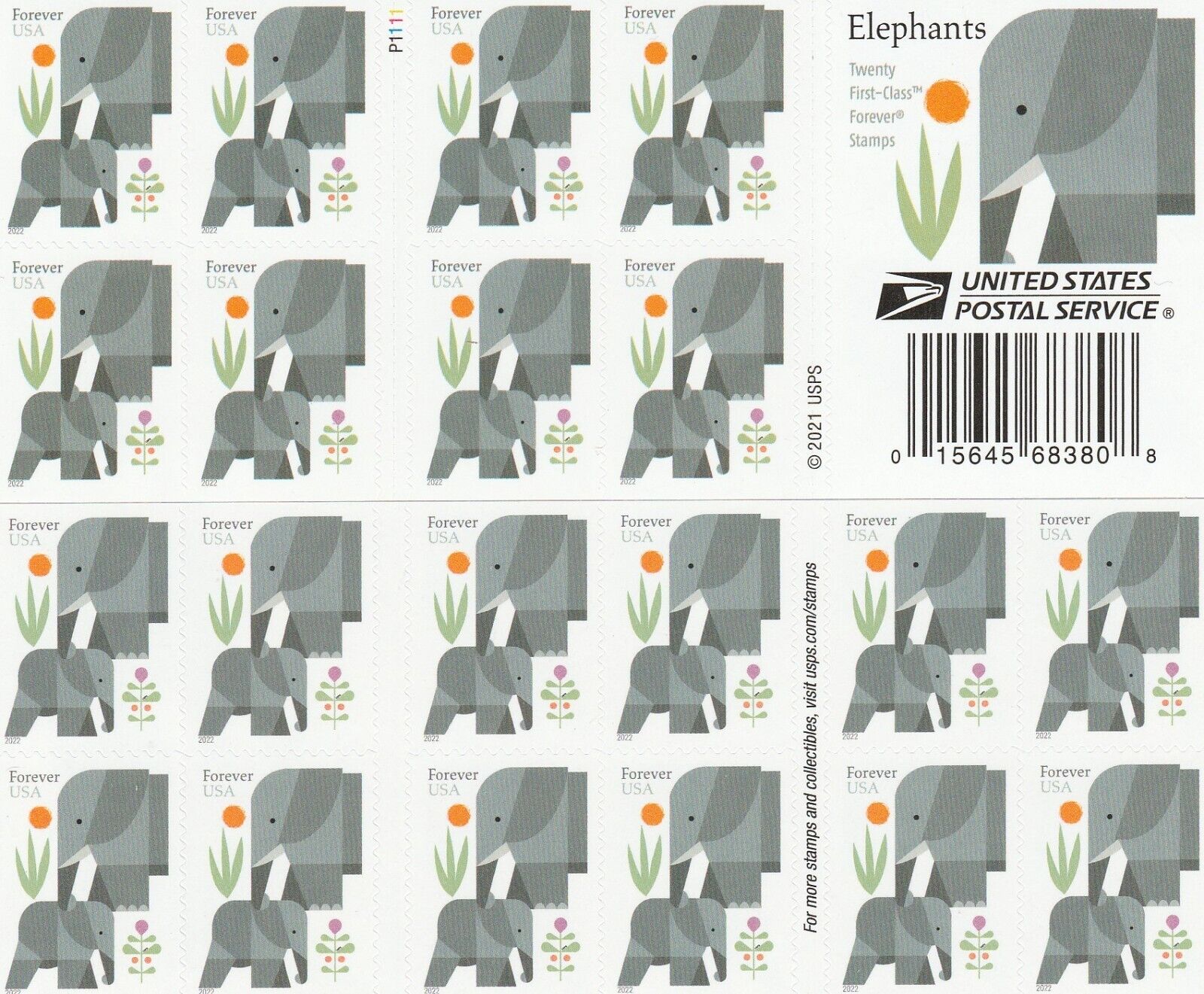 USPS Cartoon Elephants Star Forever First Class Postage Stamps-ForeverStamps