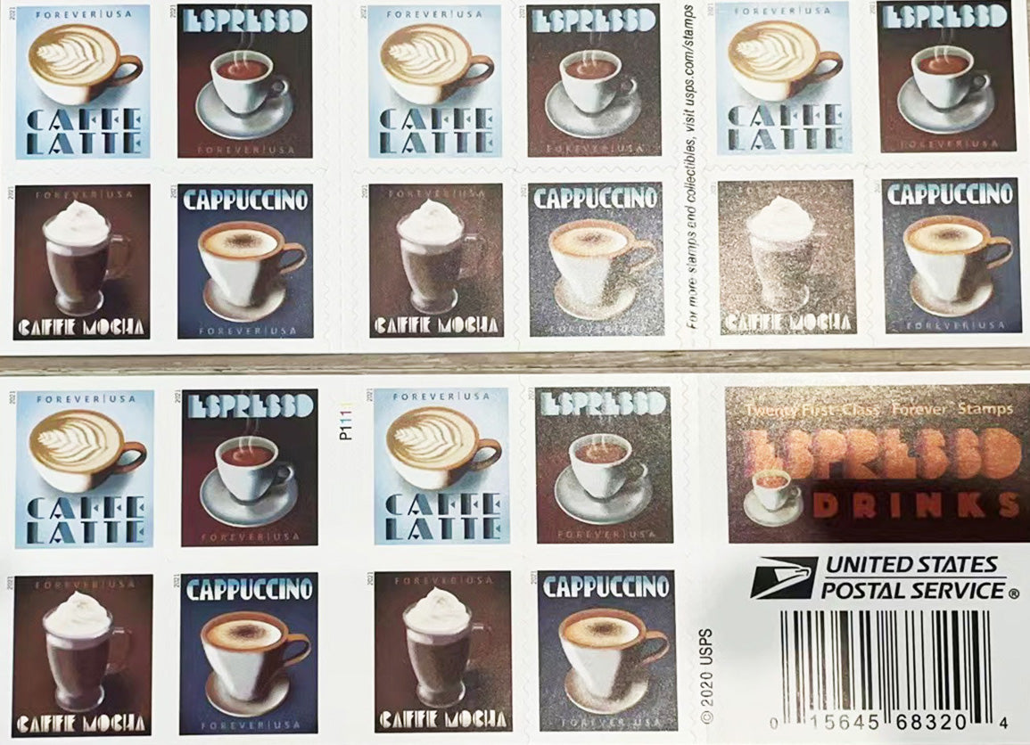 USPS Espresso Drinks coffee Forever Postage Stamps-ForeverStamps