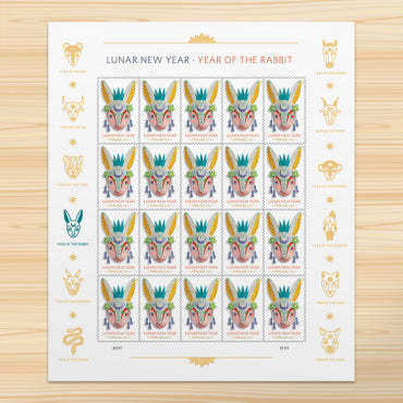 Year of the Rabbits Celebrates Lunar New Year Forever First Class Postage Stamps-ForeverStamps