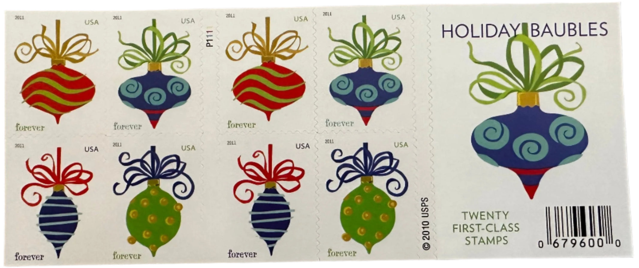 USPS Holiday Baubles Forever First Class Postage Stamps-ForeverStamps