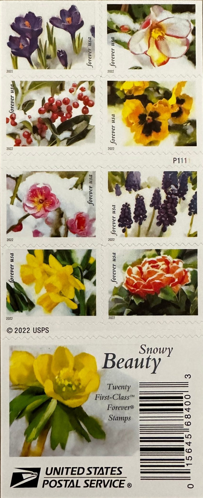 USPS Snowy Beauty Bloom Forever First Class Postage Stamps-ForeverStamps