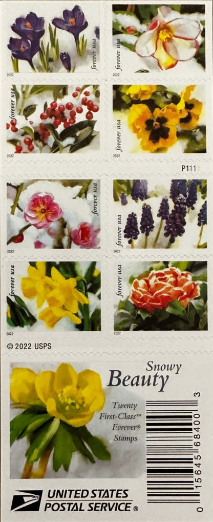 USPS Snowy Beauty Bloom Forever First Class Postage Stamps-ForeverStamps