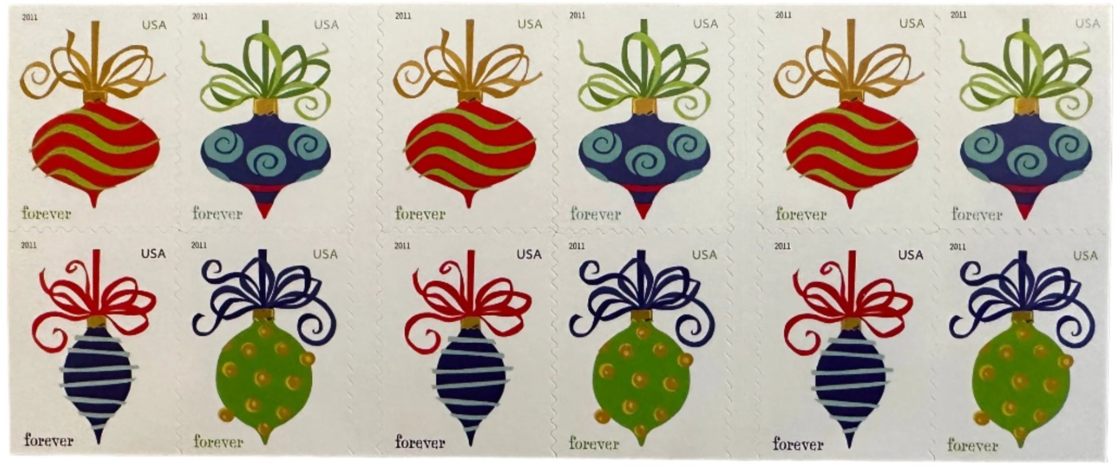 USPS Holiday Baubles Forever First Class Postage Stamps-ForeverStamps