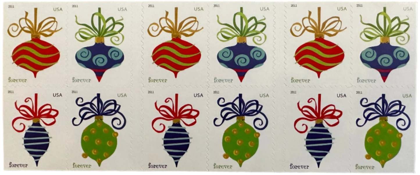 USPS Holiday Baubles Forever First Class Postage Stamps-ForeverStamps