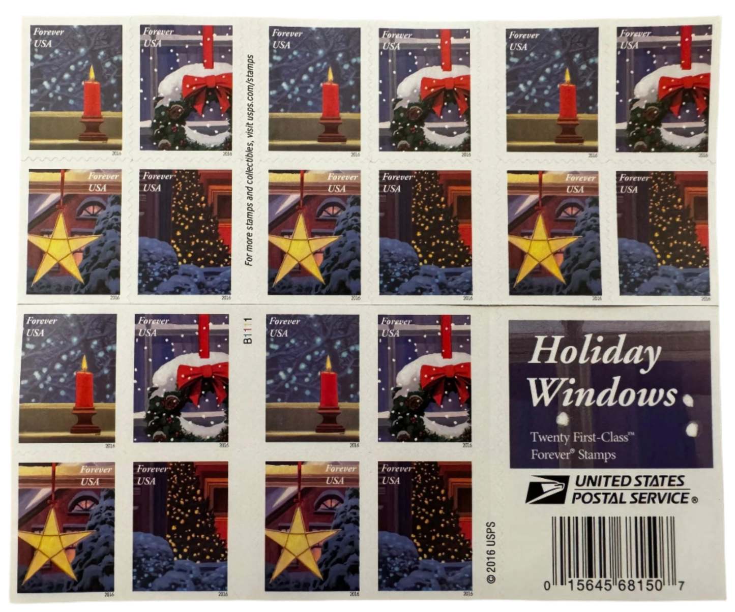 USPS Holiday Windows Forever First Class Postage Stamps-ForeverStamps