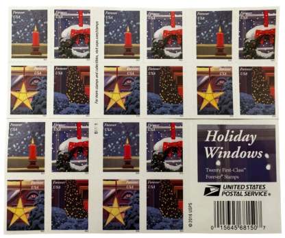 USPS Holiday Windows Forever First Class Postage Stamps-ForeverStamps