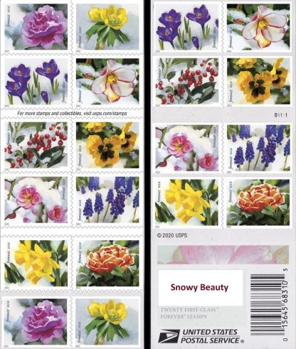 USPS Snowy Beauty Bloom Forever First Class Postage Stamps-ForeverStamps