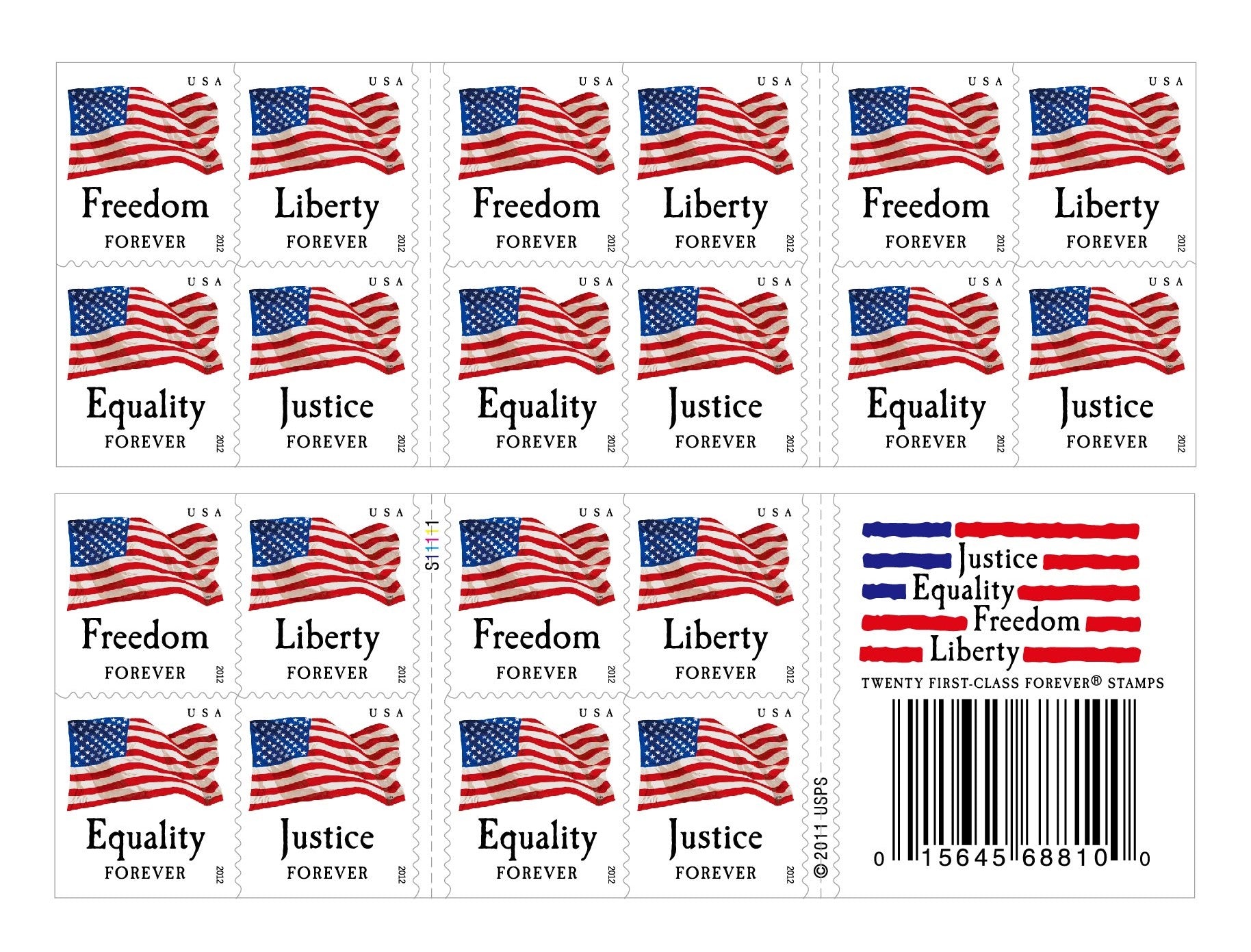US Four Flags Forever First Class Postage Stamps-ForeverStamps